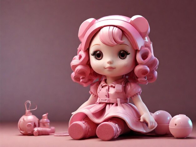 Photo a 3d pink toy doll