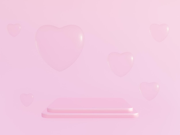 3D pink Valentine podium