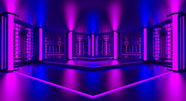 Photo 3d pink violet blue neon abstract background