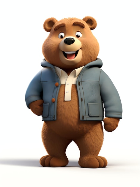 3d pixar character portraits of animals bear