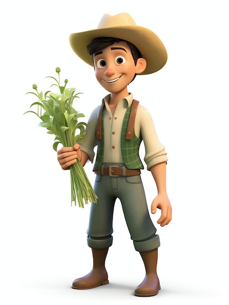 3d pixar character portraits farmer