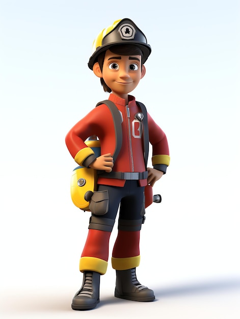 3d pixar character portraits of firefighter