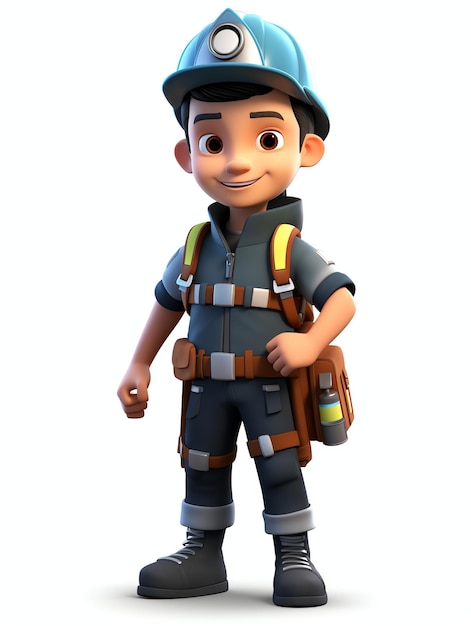 3d pixar character portraits of firefighter