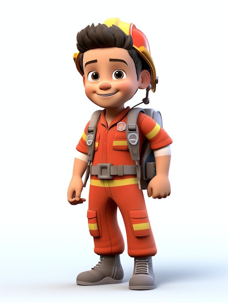 3d pixar character portraits of firefighter