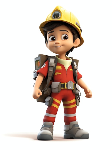 3d pixar character portraits of firefighter