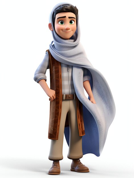 3d pixar character portraits of muslim