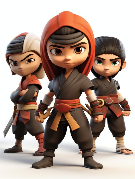 3d pixar character portraits ninjas