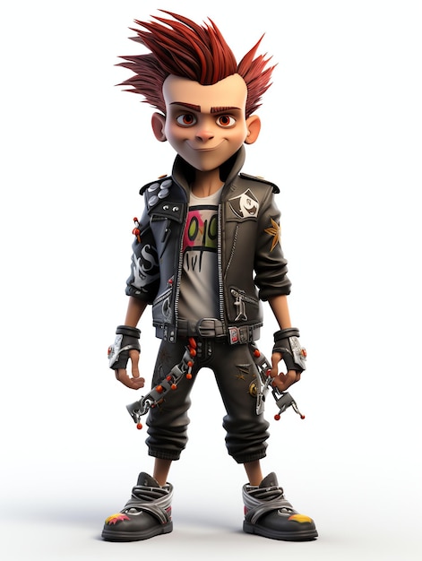 3d pixar character portraits of punk