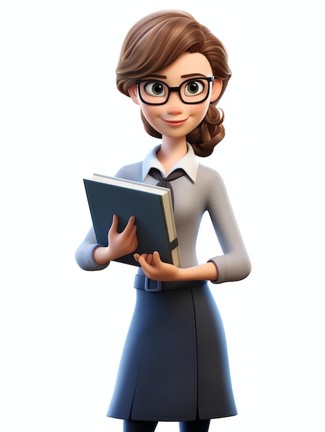 Photo 3d pixar character portraits teacher