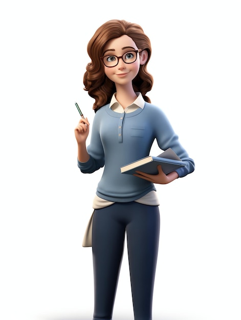 3d pixar character portraits teacher