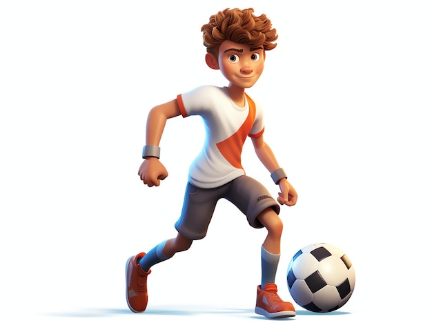 젊은 선수 축구의 3d Pixar 캐릭터 초상화
