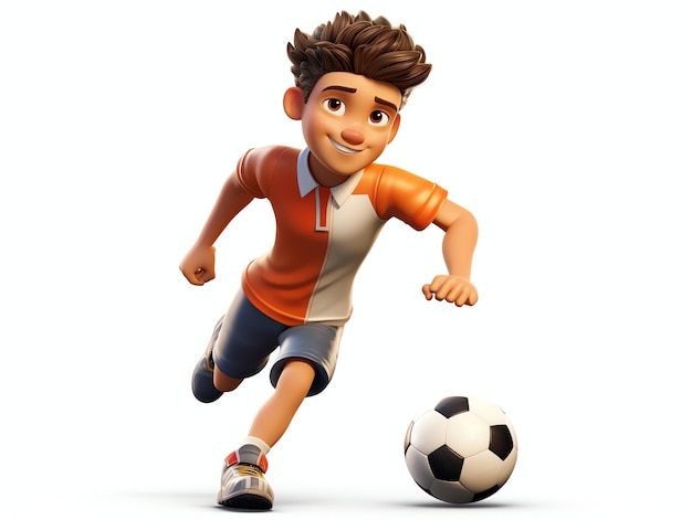 Photo 3d pixar character portraits of young football