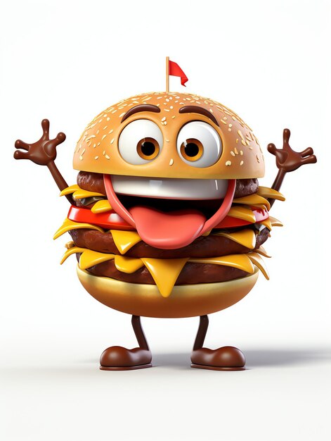 Photo 3d pixar character potraits of burgers