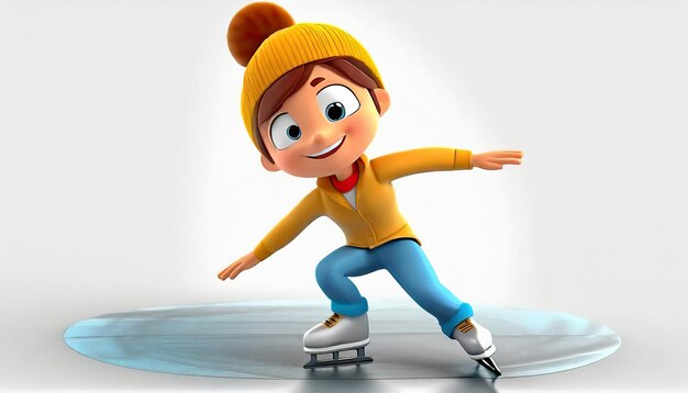 Photo 3d pixar character potraits of ice skating