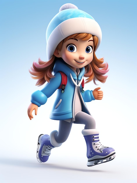 3d pixar character potraits of ice skating