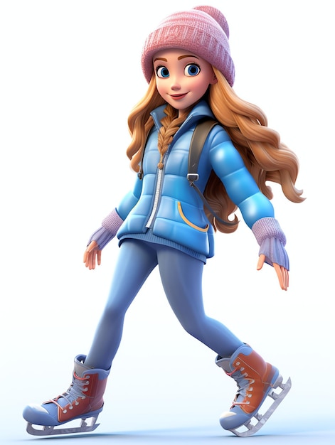 3d pixar character potraits of ice skating