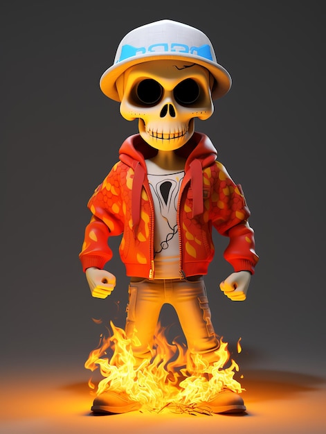 3d pixar character potraits of skull