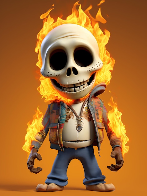 3d pixar character potraits of skull