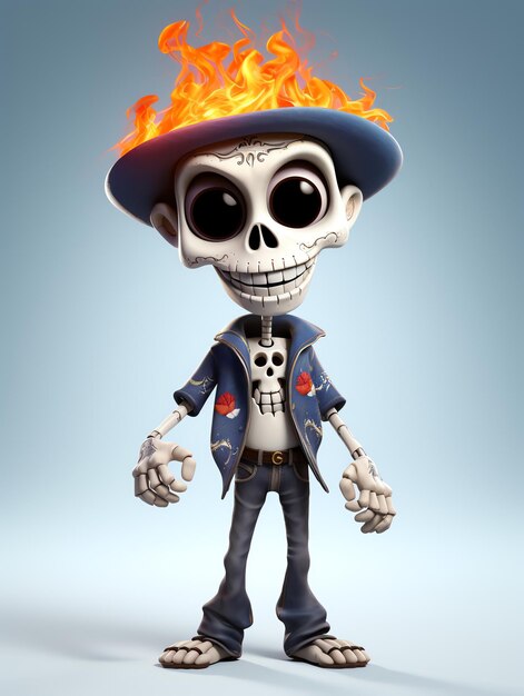 3d pixar character potraits of skull