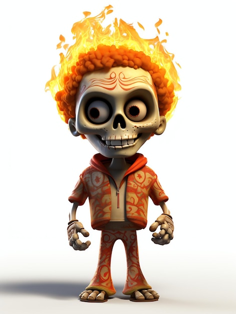 3d pixar character potraits of skull