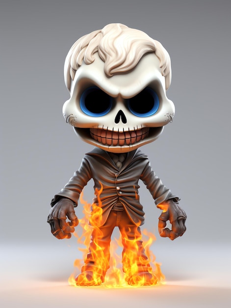 3d pixar character potraits of skull