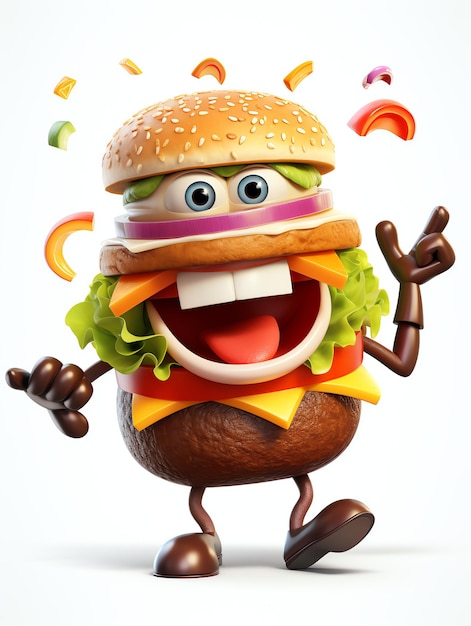 3d pixar karakter potraits hamburgers