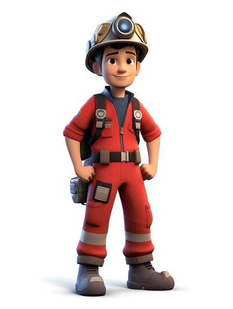 3d pixar karakterportretten van brandweerman