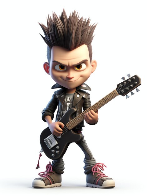 3D pixar karakterportretten van punk