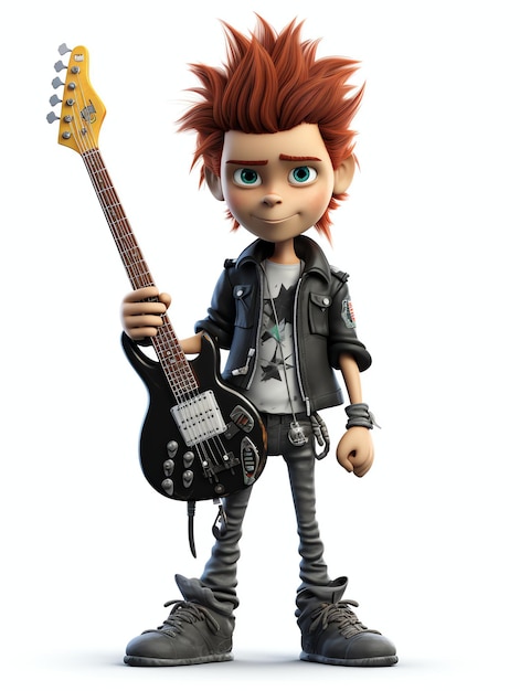 3D pixar karakterportretten van punk