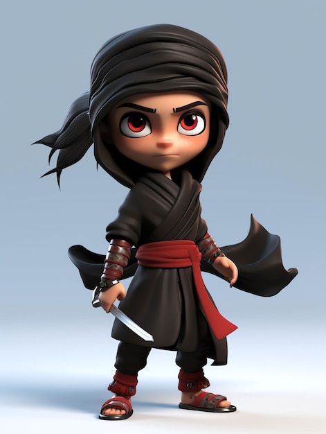 3D pixar personage portretten ninja's