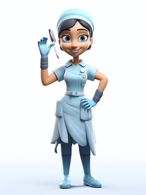 Photo 3d pixar portraits character of nurse