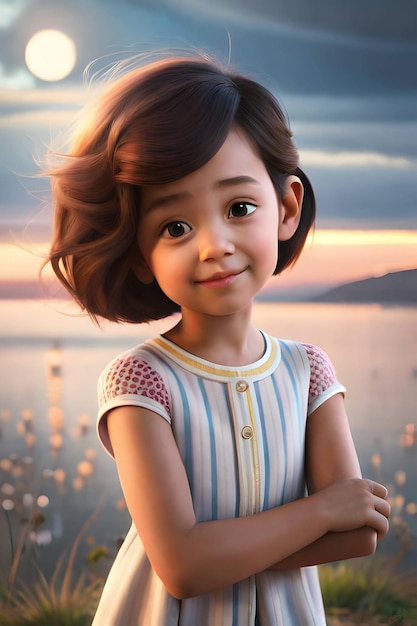 3d pixar style little girl octane render Generative ai