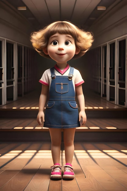 Photo 3d pixar style little girl octane render generative ai