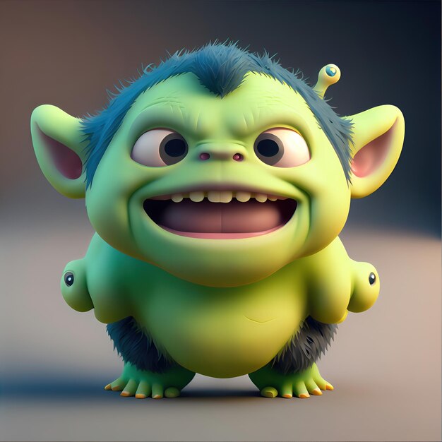 3d pixar style mini ogre creature photo