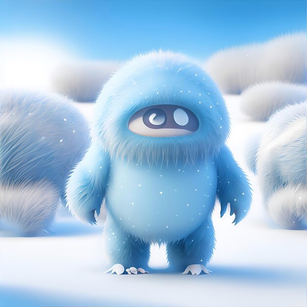 Foto mini foto della creatura della neve in stile pixar 3d