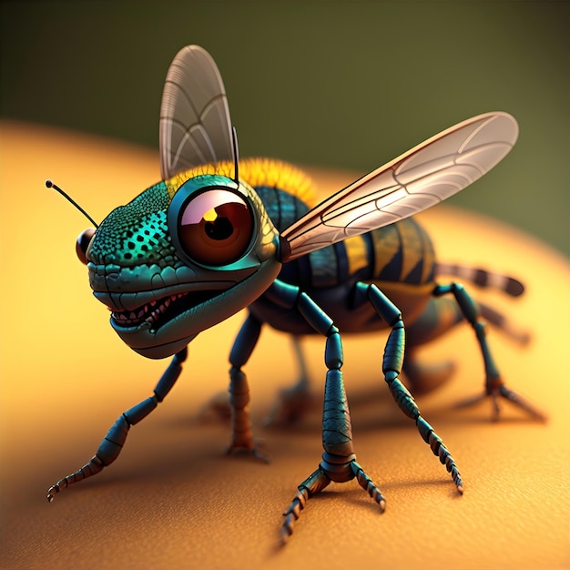 3d pixar style robotic mini bee photo