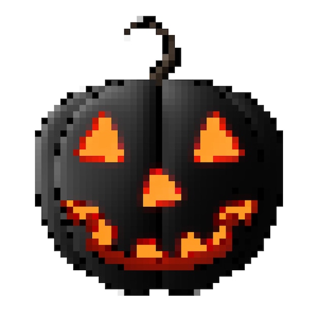 3d pixel art black jack o lantern pumpkin head scary halloween ornament design theme