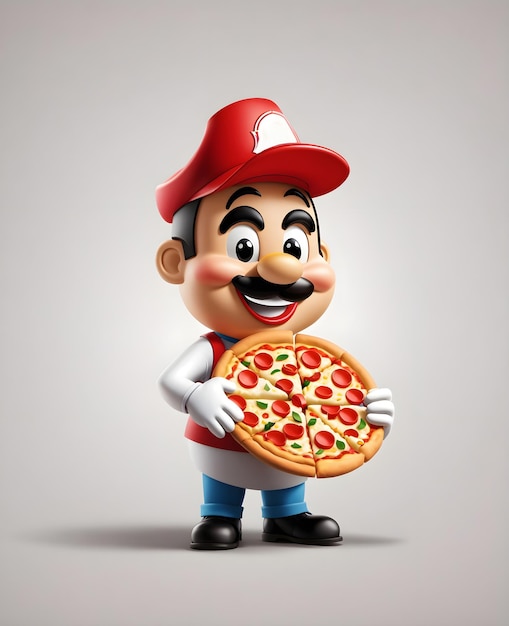 3d pizza guy character