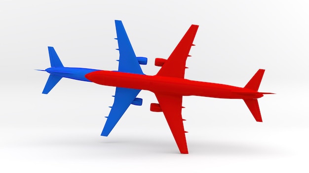 3D plane with different movements on a white background, suitable for graphic design