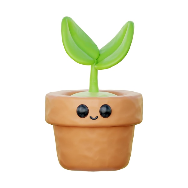 3d plant growing save the planet and energy Eco friendly cartoon style 3d rendering