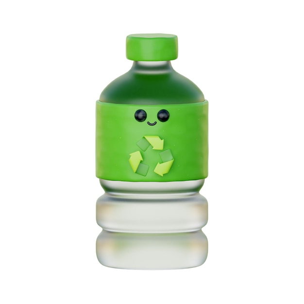 3d Plastic bottle with recycle symbol World environment day Eco friendly cartoon style 3d rendering