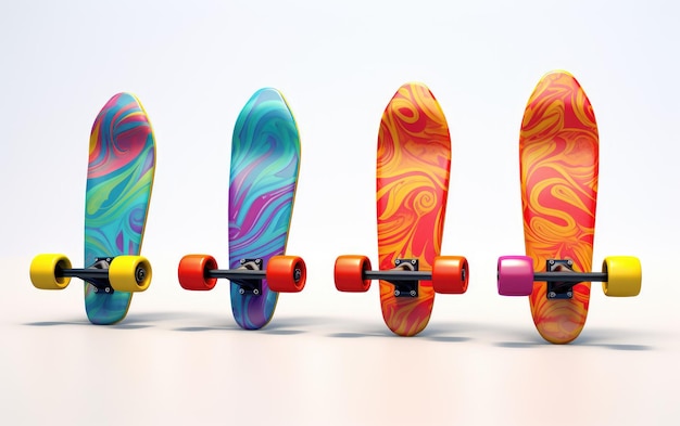 Photo 3d plastic skateboard on white background