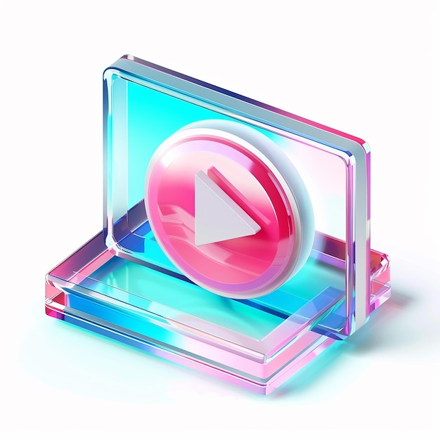 a 3D Play icon pink ipod with a white t on it