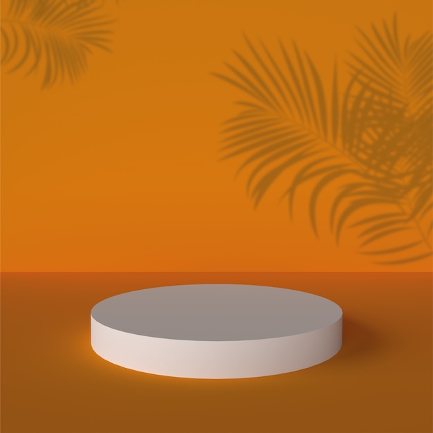 3d podio backgraund sfondo arancione rendering realistico sfondo piattaforma studio luce stand
