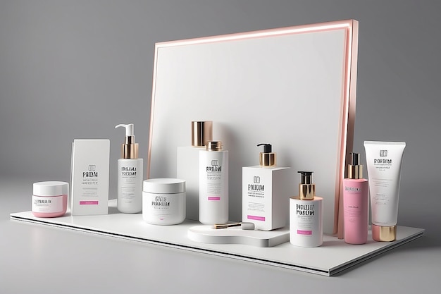 3D podium cosmetic product display