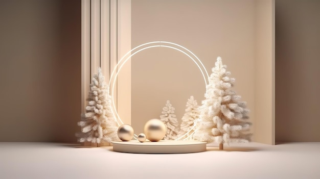 3D podium display Christmas background for product presentation Generative ai