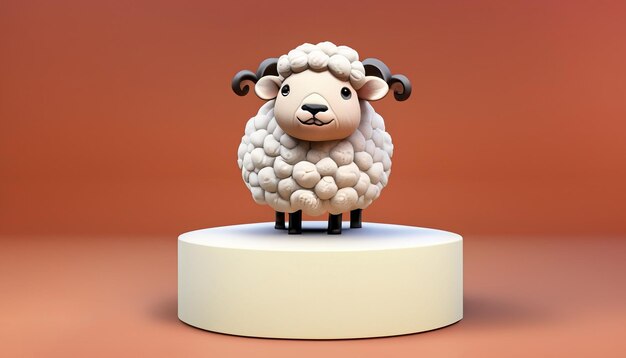 3D podium display product with sheep cute eid al adha background orange