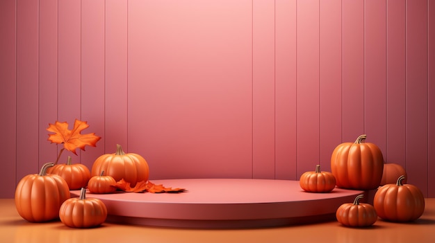 3D podium met Halloween-thema minimalistische abstracte achtergrond Generatieve AI