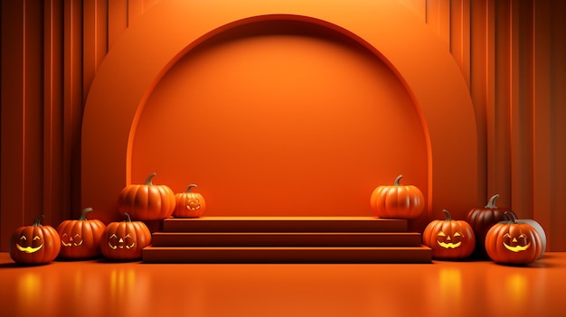 3D podium met Halloween-thema minimalistische abstracte achtergrond Generatieve AI