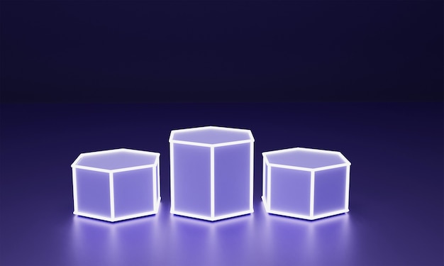 3D-podium met neonlichtlamp